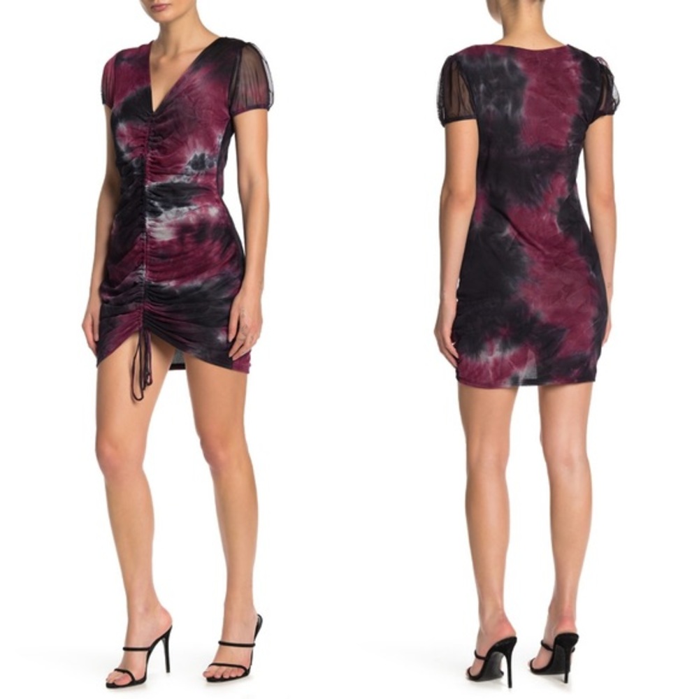 ABOUND Cinched Drawstring Mesh Mini Dress